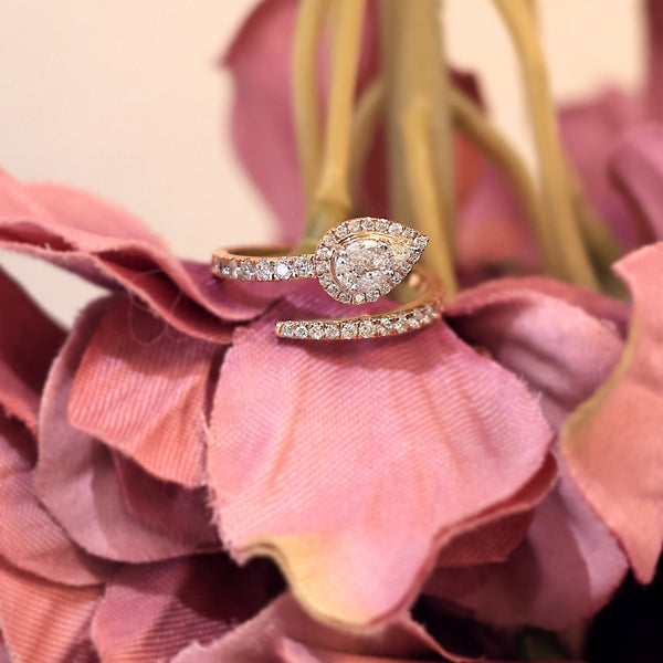 Pear Halo Wrap Ring