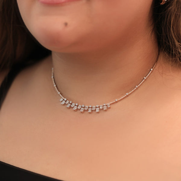 Baguette Diamond Graduated Necklace