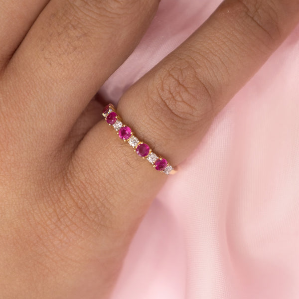 Pink Sapphire Row Ring