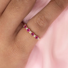 Pink Sapphire Row Ring