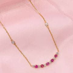 Pink Sapphire Row Necklace