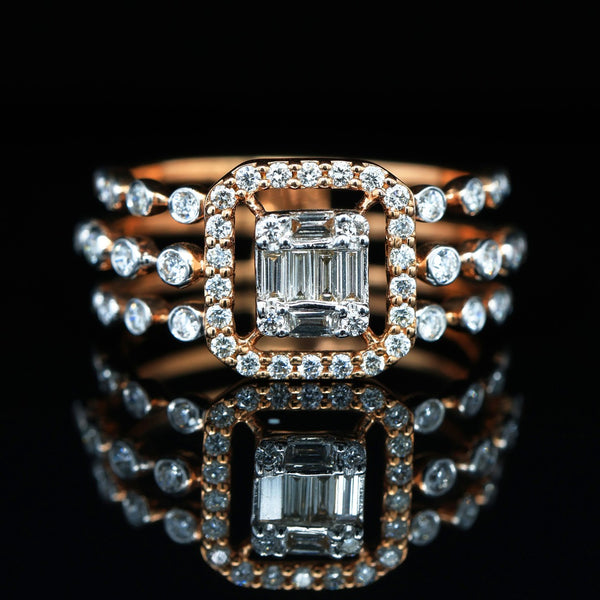 Baguette Halo Ring