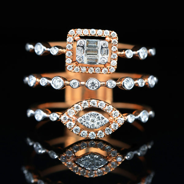 Diamond Duo Halo Stack Ring