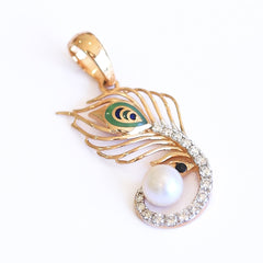 Peacock Feather Pearl Pendant