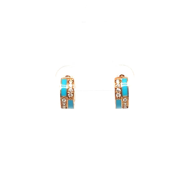 Turquoise Checker Hoops