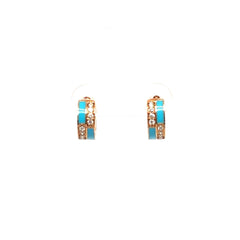 Turquoise Checker Hoops