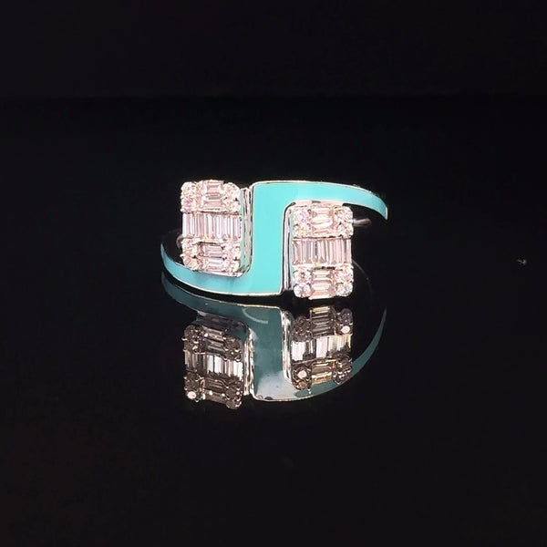 Turquoise Enamel Baguette Ring